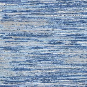 HomeRoots 5' X 8' Washable Striped Area Rug in Blue, Ivory & Gray – Stain Resistant with UV Protection! 671200