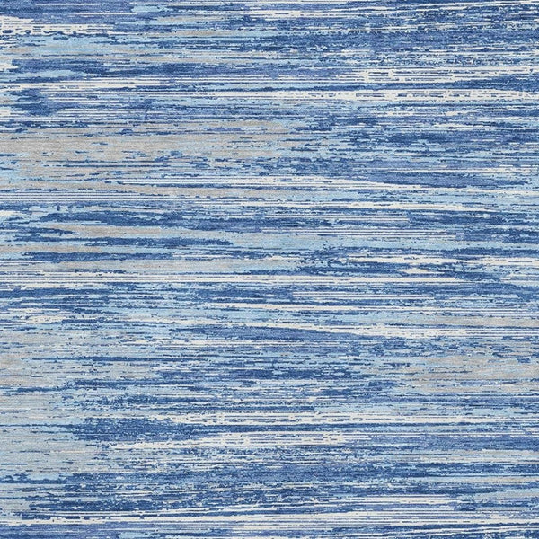 HomeRoots 5' X 8' Washable Striped Area Rug in Blue, Ivory & Gray – Stain Resistant with UV Protection! 671200