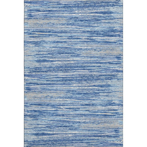 HomeRoots 10' X 14' Stylish Blue Ivory Gray Striped Washable Area Rug with UV Protection for High-Traffic Areas 671204