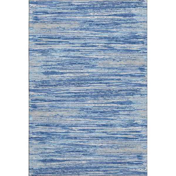 HomeRoots 10' X 14' Stylish Blue Ivory Gray Striped Washable Area Rug with UV Protection for High-Traffic Areas 671204