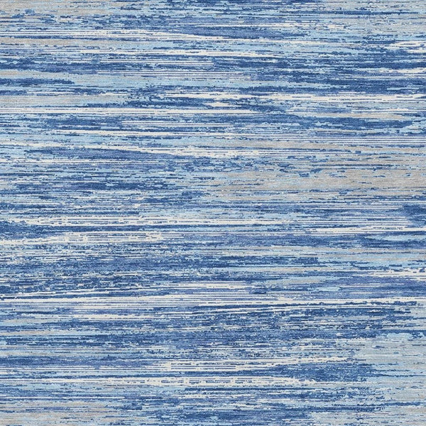 HomeRoots 10' X 14' Stylish Blue Ivory Gray Striped Washable Area Rug with UV Protection for High-Traffic Areas 671204