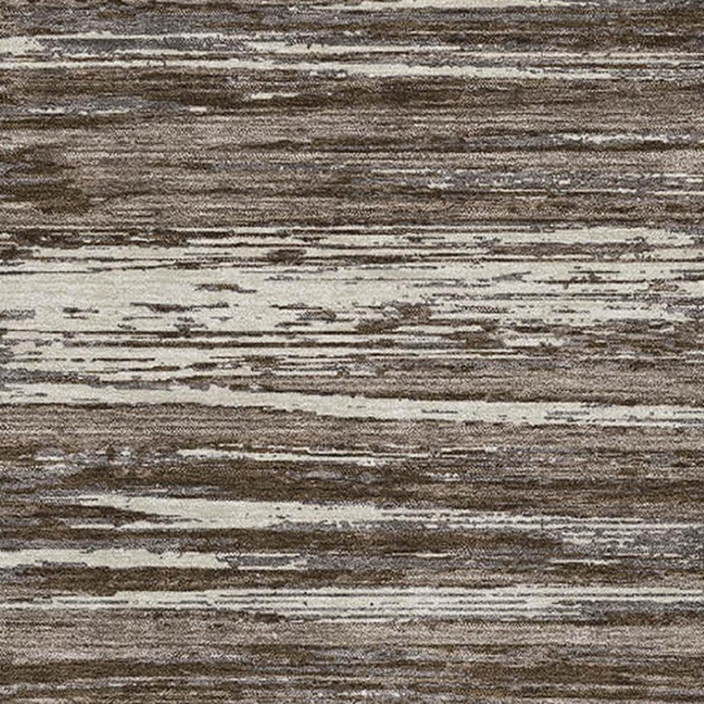 HomeRoots 5' X 8' Cozy Brown and Beige Striped Washable Area Rug with UV Protection for Family-Friendly Spaces 671206