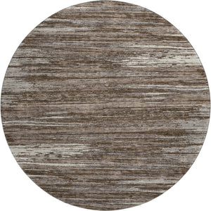 HomeRoots 8' Brown and Beige Striped Round Rug - Washable, UV Protected, Stain-Resistant for Busy Homes 671207