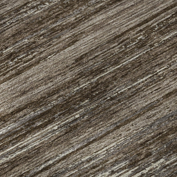 HomeRoots 8' Brown and Beige Striped Round Rug - Washable, UV Protected, Stain-Resistant for Busy Homes 671207