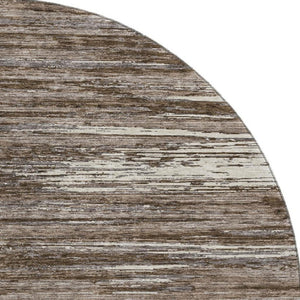 HomeRoots 8' Brown and Beige Striped Round Rug - Washable, UV Protected, Stain-Resistant for Busy Homes 671207