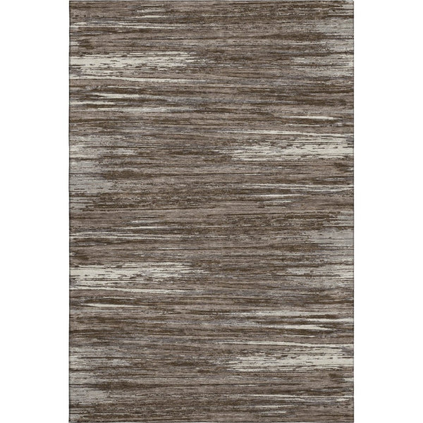 HomeRoots 8' X 10' Brown And Beige Striped Area Rug – Washable, UV-Protected, Durable for High-Traffic Spaces 671208