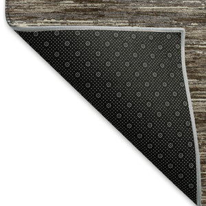 HomeRoots 8' X 10' Brown And Beige Striped Area Rug – Washable, UV-Protected, Durable for High-Traffic Spaces 671208