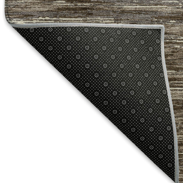 HomeRoots 8' X 10' Brown And Beige Striped Area Rug – Washable, UV-Protected, Durable for High-Traffic Spaces 671208