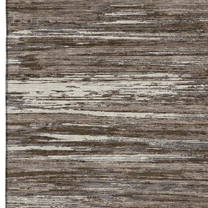 HomeRoots 8' X 10' Brown And Beige Striped Area Rug – Washable, UV-Protected, Durable for High-Traffic Spaces 671208