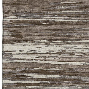 HomeRoots 9' X 12' Durable Brown and Beige Striped Area Rug with UV Protection for Easy Care and Style 671209