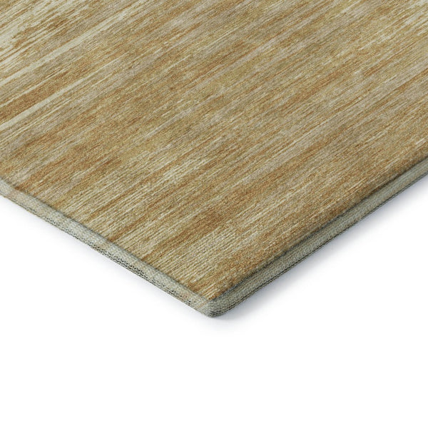 HomeRoots 9' X 12' Oversized Gold Beige Striped Area Rug - Durable, Washable, UV Protected for High-Traffic Areas 671215