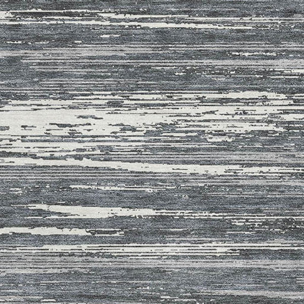 HomeRoots 5' X 8' Gray and Ivory Striped Washable Area Rug with UV Protection for Easy Care and Style 671218