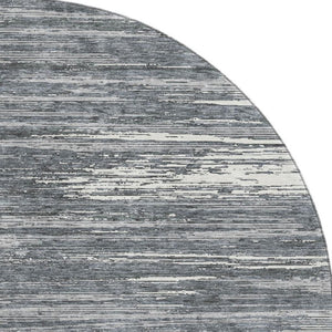 HomeRoots 8' Gray and Ivory Striped Washable Round Rug – Durable, UV Protected, Stain Resistant for High Traffic Areas 671219