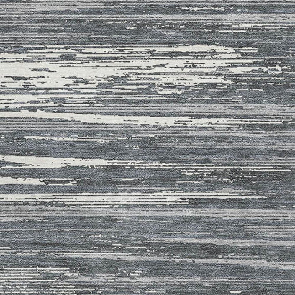 HomeRoots 8' X 10' Stylish Gray & Ivory Striped Washable Area Rug – UV Protected, Stain Resistant, Kid-Friendly! 671220