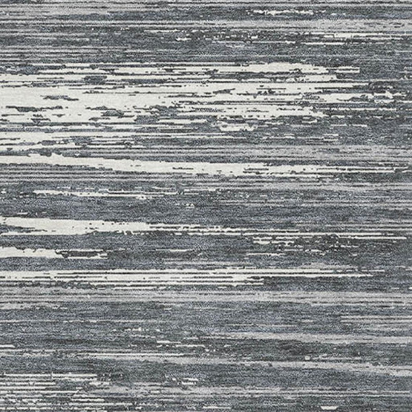 HomeRoots 8' X 10' Stylish Gray & Ivory Striped Washable Area Rug – UV Protected, Stain Resistant, Kid-Friendly! 671220
