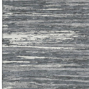 HomeRoots 8' X 10' Stylish Gray & Ivory Striped Washable Area Rug – UV Protected, Stain Resistant, Kid-Friendly! 671220