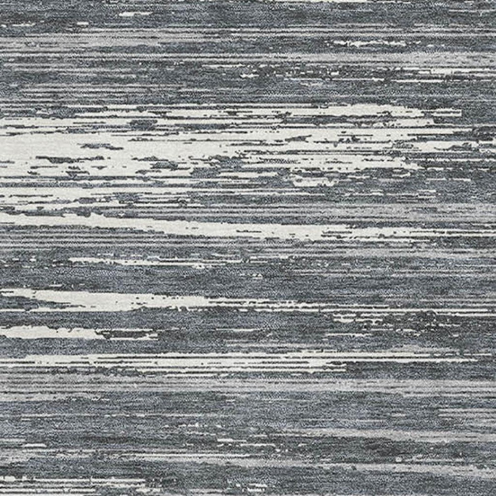HomeRoots 9' X 12' Gray and Ivory Striped Area Rug – Durable, Washable, UV-Protected for Busy Homes and Kids 671221