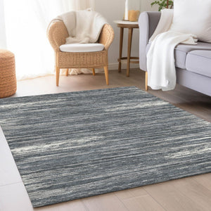 HomeRoots 10' Gray and Ivory Striped Washable Area Rug - UV Protected, Stain Resistant, Perfect for High-Traffic Homes 671222