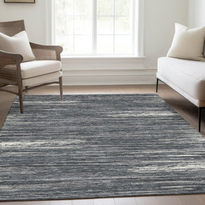 HomeRoots 10' Gray and Ivory Striped Washable Area Rug - UV Protected, Stain Resistant, Perfect for High-Traffic Homes 671222