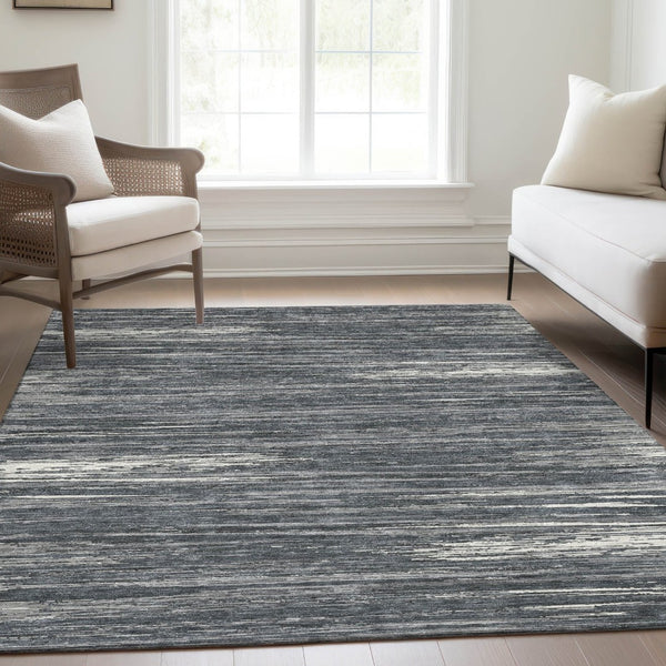 HomeRoots 10' Gray and Ivory Striped Washable Area Rug - UV Protected, Stain Resistant, Perfect for High-Traffic Homes 671222