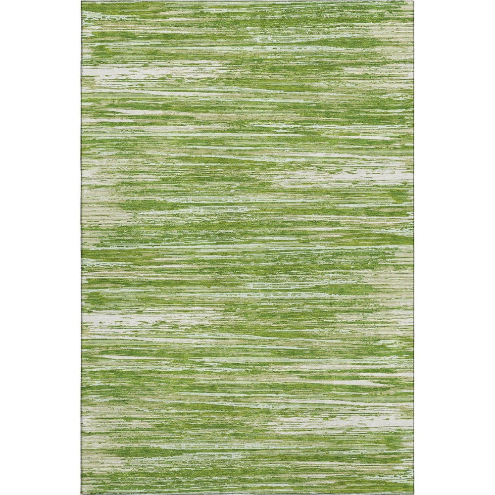 HomeRoots 5' x 8' Striped Green and Ivory Area Rug – Durable, Washable, UV Protected for Homes with Kids & Pets 671224