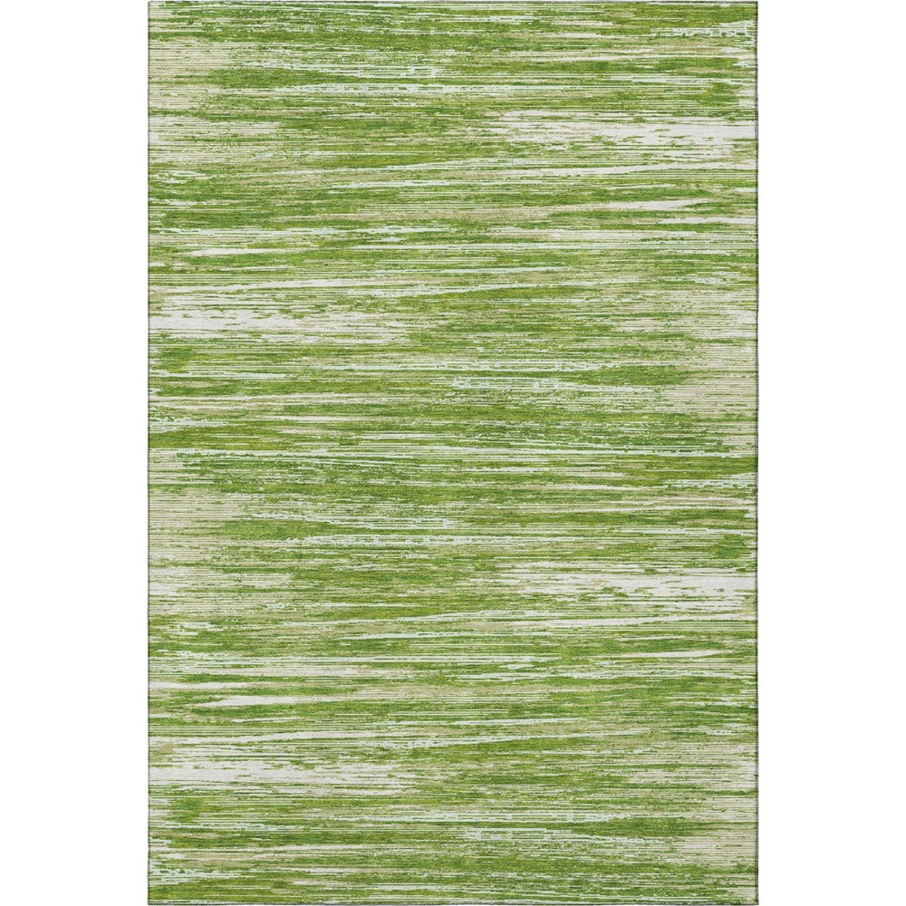HomeRoots 5' x 8' Striped Green and Ivory Area Rug – Durable, Washable, UV Protected for Homes with Kids & Pets 671224