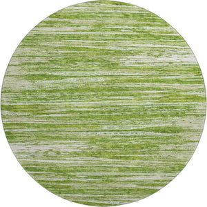 HomeRoots 8' Green and Ivory Striped Round Rug - Washable, UV Protected, Stain-Resistant, Kid & Pet Friendly! 671225