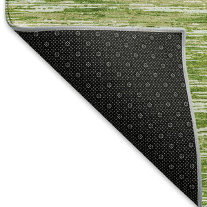 HomeRoots 8' Green and Ivory Striped Round Rug - Washable, UV Protected, Stain-Resistant, Kid & Pet Friendly! 671225