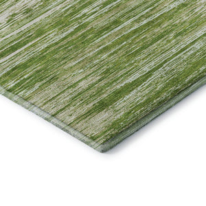 HomeRoots 8' Green and Ivory Striped Round Rug - Washable, UV Protected, Stain-Resistant, Kid & Pet Friendly! 671225