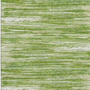 HomeRoots 8' X 10' Stylish Green and Ivory Striped Area Rug - Washable, UV Protected, Durable for Any Space 671226