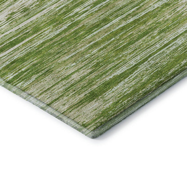 HomeRoots 10' X 14' Green And Ivory Striped Area Rug – Durable, Washable, UV Protected for Indoor & Outdoor Use 671228