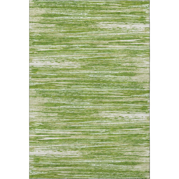 HomeRoots 10' X 14' Green And Ivory Striped Area Rug – Durable, Washable, UV Protected for Indoor & Outdoor Use 671228
