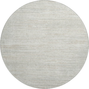 HomeRoots 8' Ivory and Beige Striped Washable Round Rug – Durable, Stain-Resistant, UV Protected for All Spaces 671231