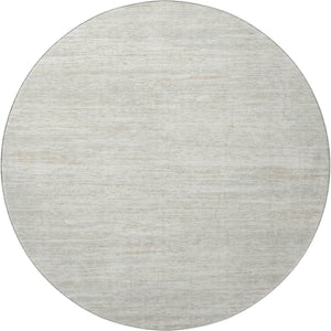 HomeRoots 8' Ivory and Beige Striped Washable Round Rug – Durable, Stain-Resistant, UV Protected for All Spaces 671231