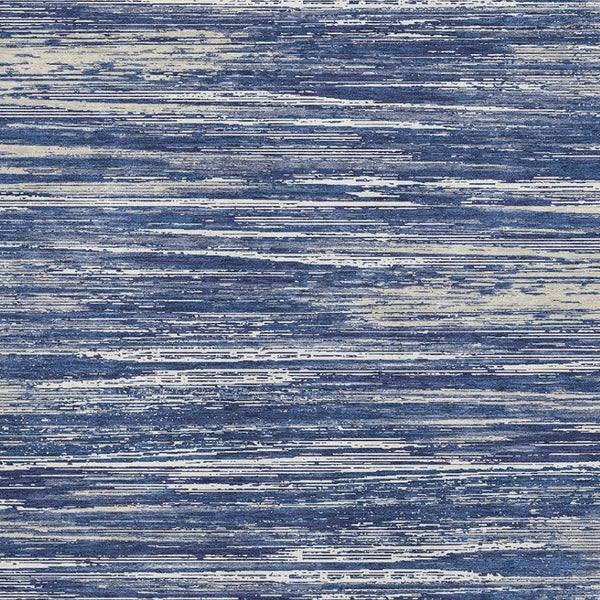 HomeRoots 5' X 8' Striped Washable Area Rug in Navy Blue, Ivory & Gray - UV Protected, Stain Resistant, Durable 671236