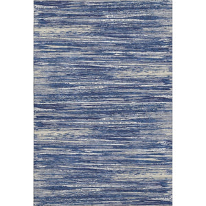 HomeRoots 9' X 12' Navy Blue, Ivory & Gray Striped Washable Area Rug with UV Protection for Modern Homes 671239