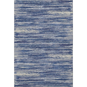 HomeRoots 9' X 12' Navy Blue, Ivory & Gray Striped Washable Area Rug with UV Protection for Modern Homes 671239