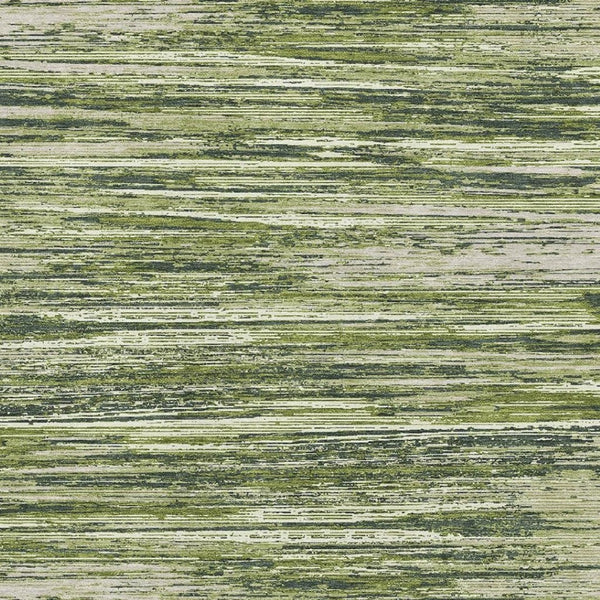 HomeRoots 5' Olive Green & Beige Striped Washable Area Rug - Durable, UV-Protected, Ideal for Homes with Kids & Pets 671242
