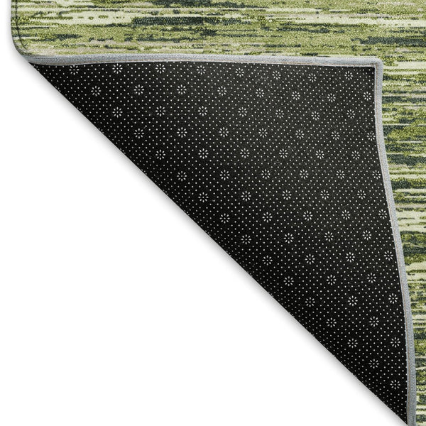 HomeRoots 10' Olive Green & Beige Striped Washable Area Rug - Durable, Stain-Resistant, UV Protected Design! 671246