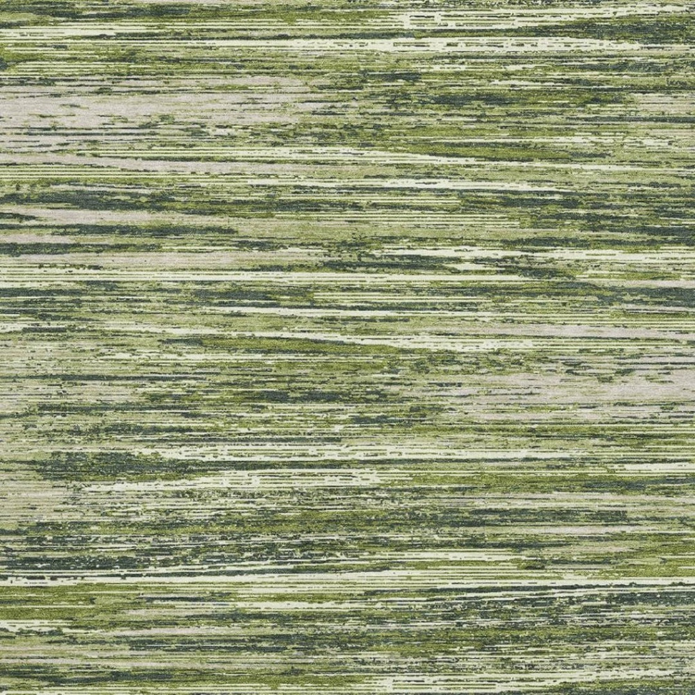 HomeRoots 10' Olive Green & Beige Striped Washable Area Rug - Durable, Stain-Resistant, UV Protected Design! 671246