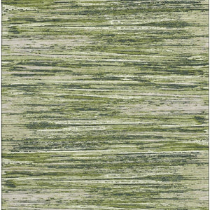 HomeRoots 10' Olive Green & Beige Striped Washable Area Rug - Durable, Stain-Resistant, UV Protected Design! 671246