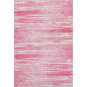 HomeRoots 8' X 10' Pink and Ivory Striped Washable Area Rug - Soft, Durable, UV Protected for Family Spaces 671250