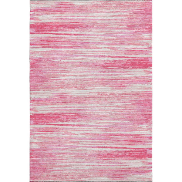 HomeRoots 8' X 10' Pink and Ivory Striped Washable Area Rug - Soft, Durable, UV Protected for Family Spaces 671250