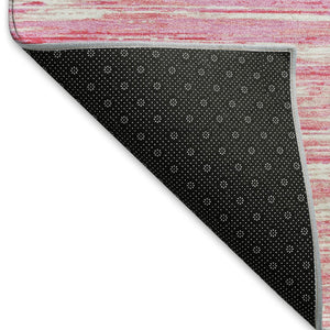 HomeRoots 8' X 10' Pink and Ivory Striped Washable Area Rug - Soft, Durable, UV Protected for Family Spaces 671250