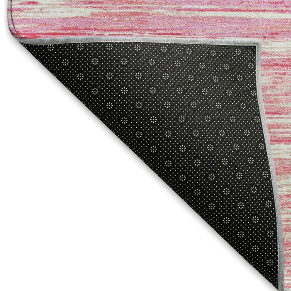 HomeRoots 8' X 10' Pink and Ivory Striped Washable Area Rug - Soft, Durable, UV Protected for Family Spaces 671250