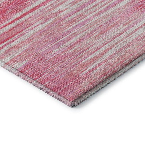 HomeRoots 8' X 10' Pink and Ivory Striped Washable Area Rug - Soft, Durable, UV Protected for Family Spaces 671250