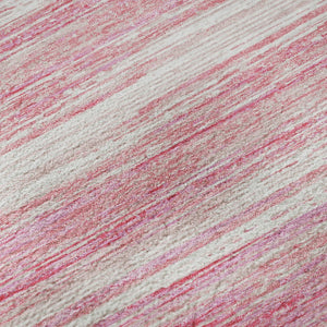 HomeRoots 8' X 10' Pink and Ivory Striped Washable Area Rug - Soft, Durable, UV Protected for Family Spaces 671250
