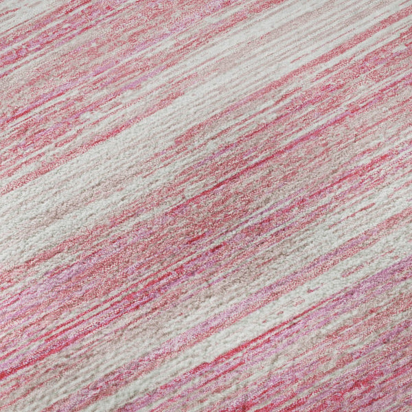HomeRoots 8' X 10' Pink and Ivory Striped Washable Area Rug - Soft, Durable, UV Protected for Family Spaces 671250