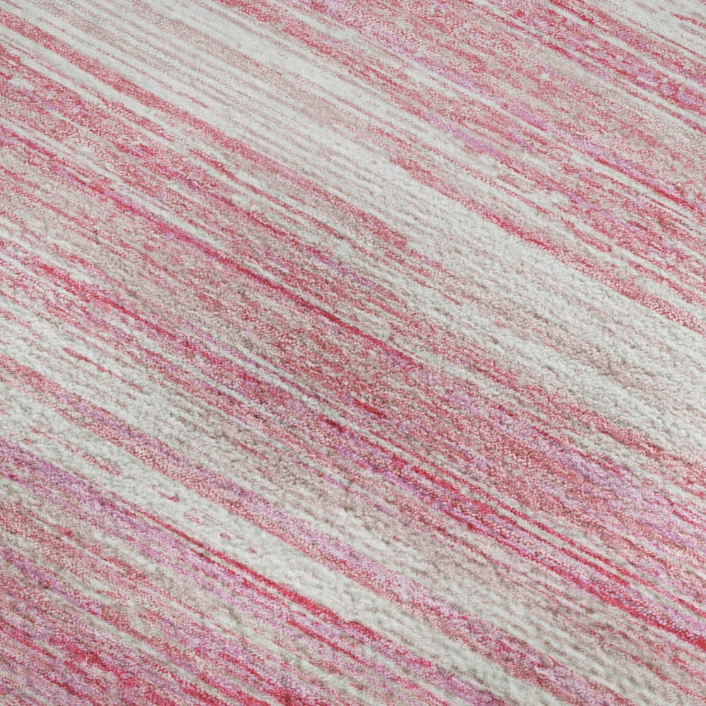 HomeRoots 10' X 14' Pink and Ivory Striped Washable Area Rug - Durable, Stain-Resistant, UV-Protected Beauty! 671252