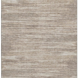 HomeRoots 5' X 8' Striped Taupe Ivory Beige Washable Area Rug with UV Protection – Ideal for Family Spaces! 671254
